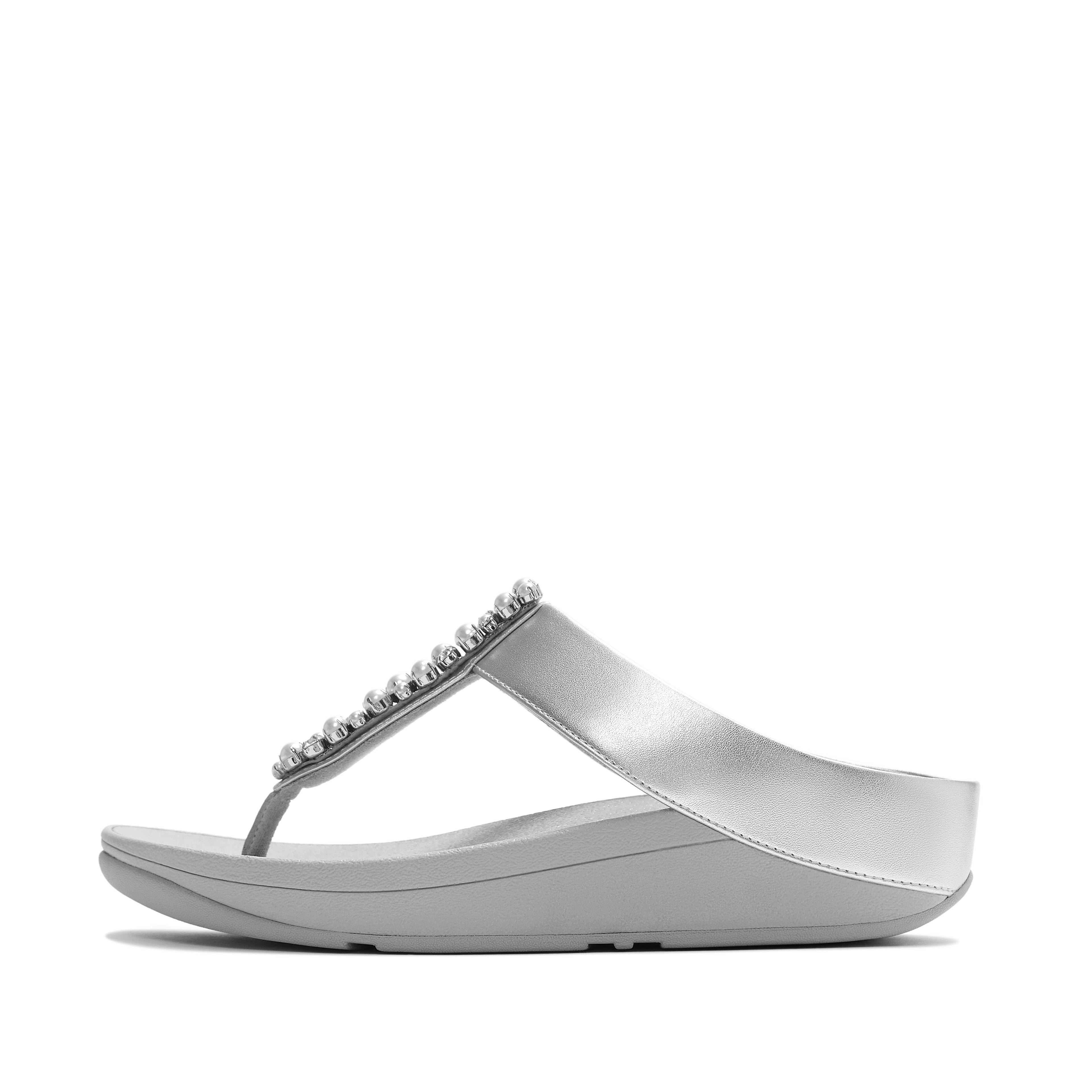 FINO PEARLS-AND-CRYSTAL TOE-POST SANDALS