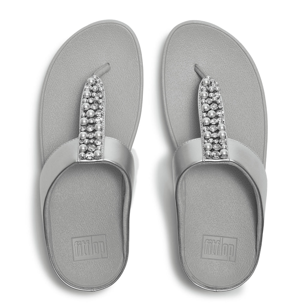FINO PEARLS-AND-CRYSTAL TOE-POST SANDALS