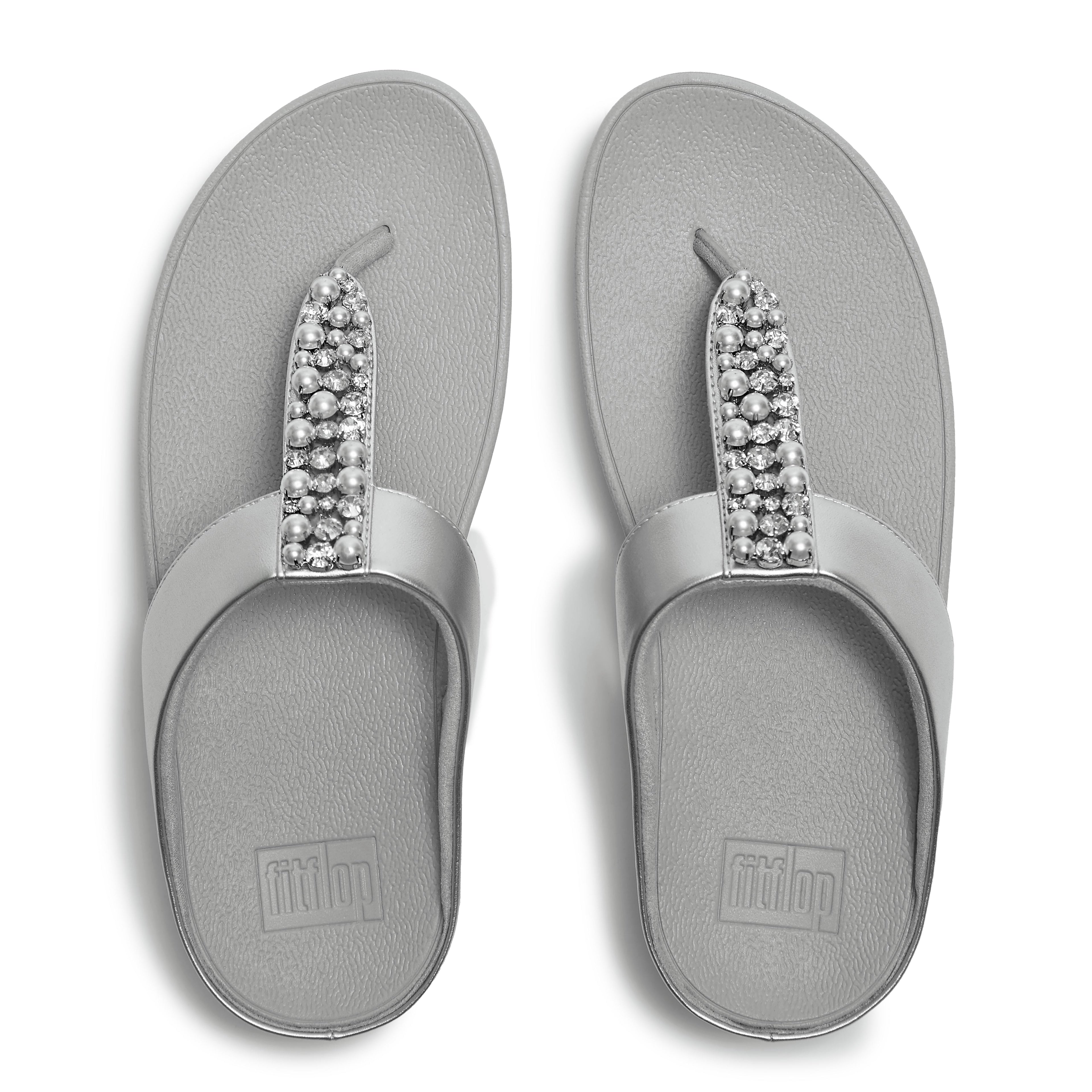 FINO PEARLS-AND-CRYSTAL TOE-POST SANDALS