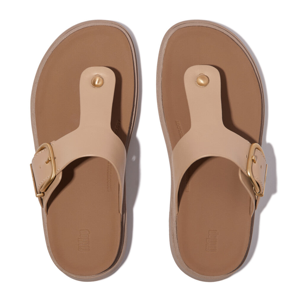 GEN-FF BUCKLE LEATHER TOE-POST SANDALS