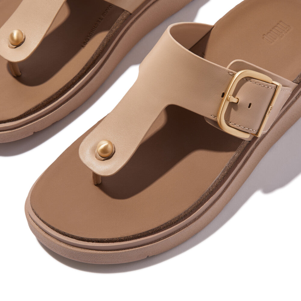GEN-FF BUCKLE LEATHER TOE-POST SANDALS