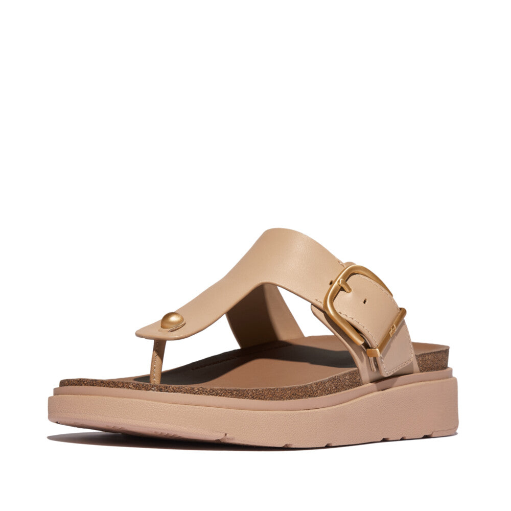 GEN-FF BUCKLE LEATHER TOE-POST SANDALS