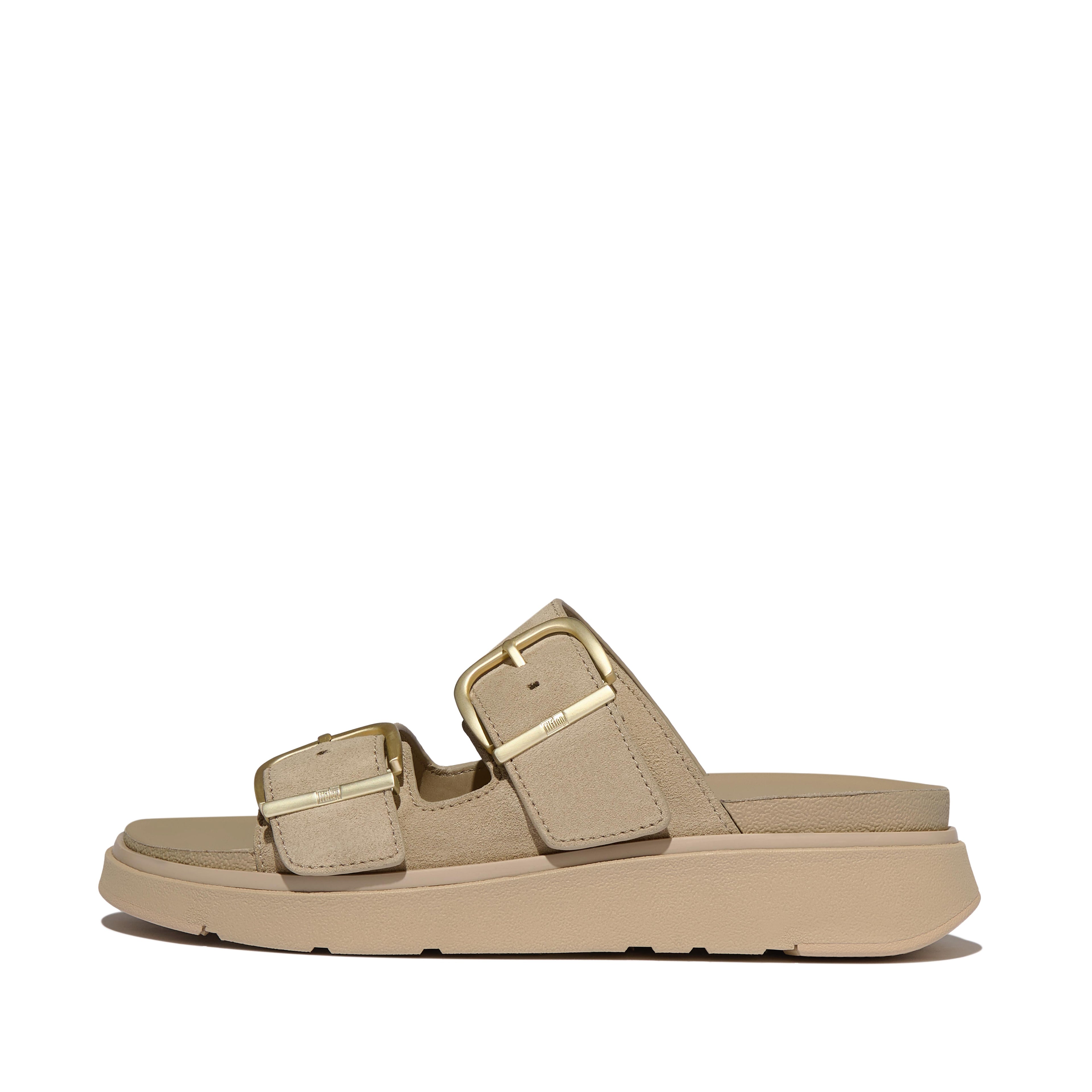 GEN-FF BUCKLE TWO-BAR SUEDE SLIDES