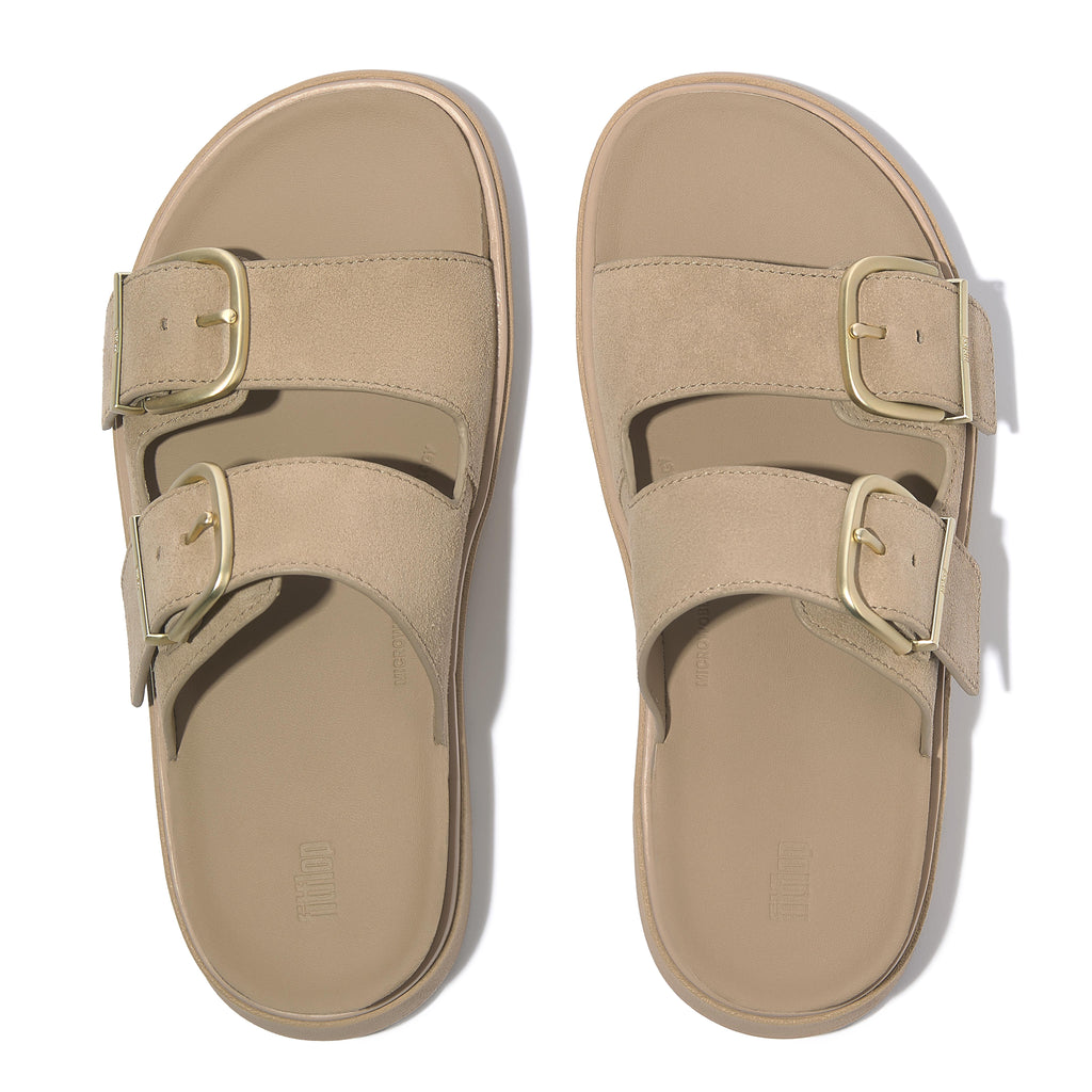 GEN-FF BUCKLE TWO-BAR SUEDE SLIDES