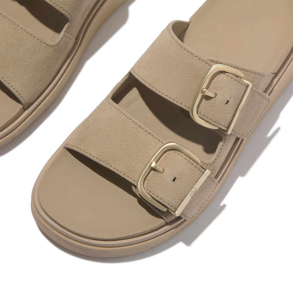 GEN-FF BUCKLE TWO-BAR SUEDE SLIDES