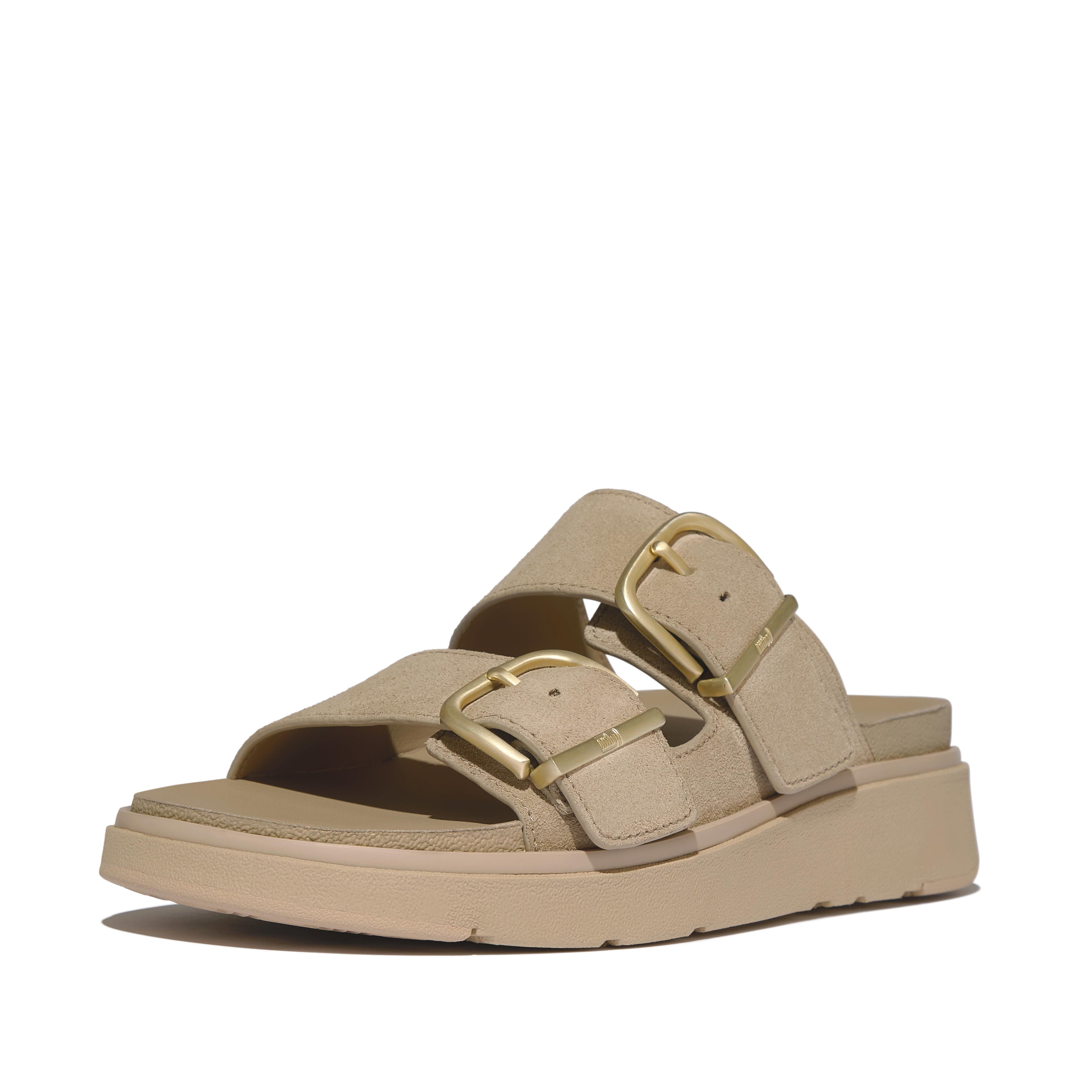 GEN-FF BUCKLE TWO-BAR SUEDE SLIDES