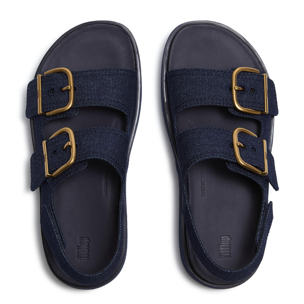 GEN-FF MAX BUCKLE DENIM BACK-STRAP SANDALS