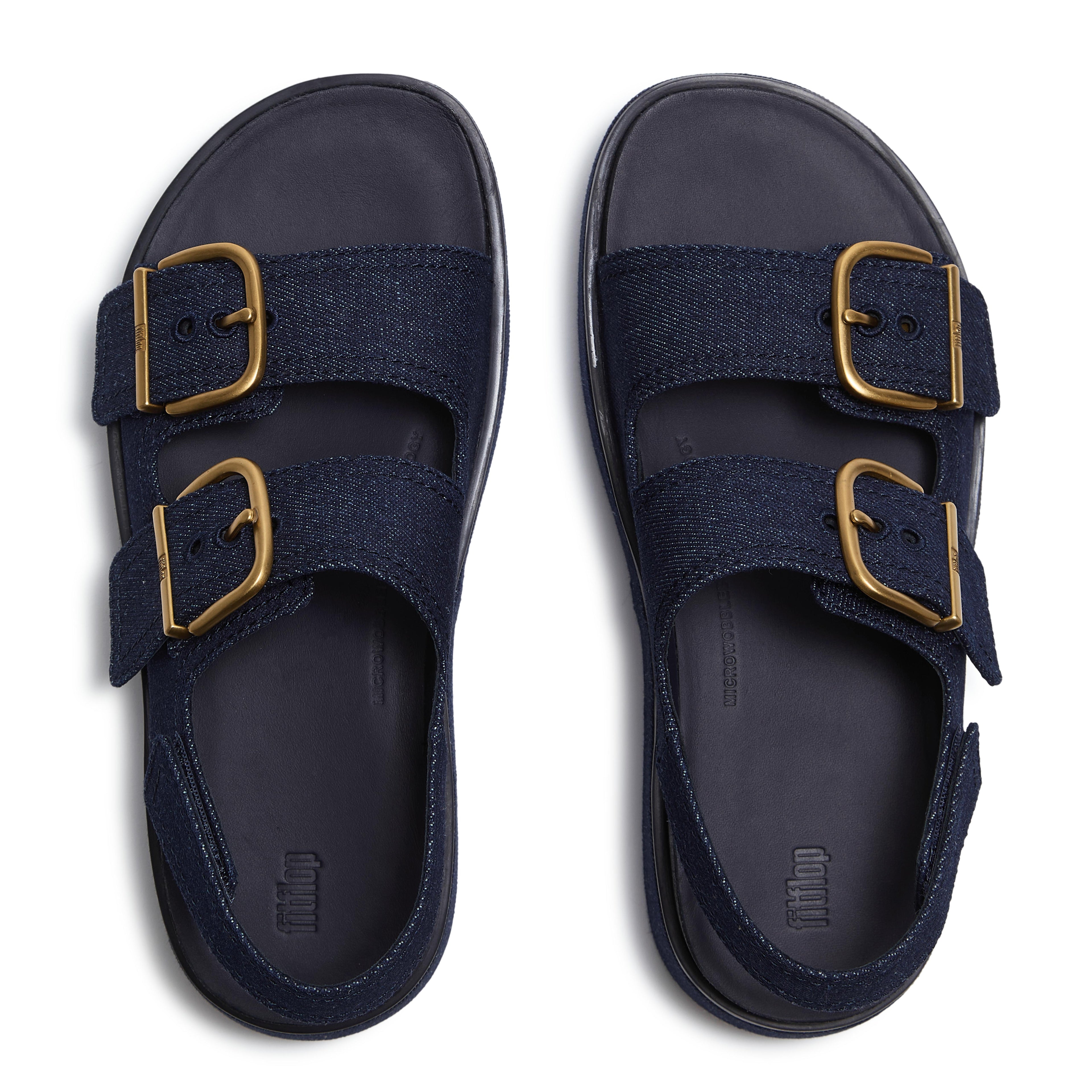 GEN-FF MAX BUCKLE DENIM BACK-STRAP SANDALS