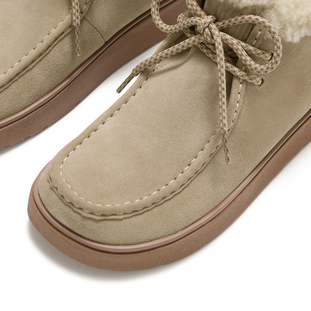 GEN-FF SUEDE SHEARLING LACE UP BOOTS