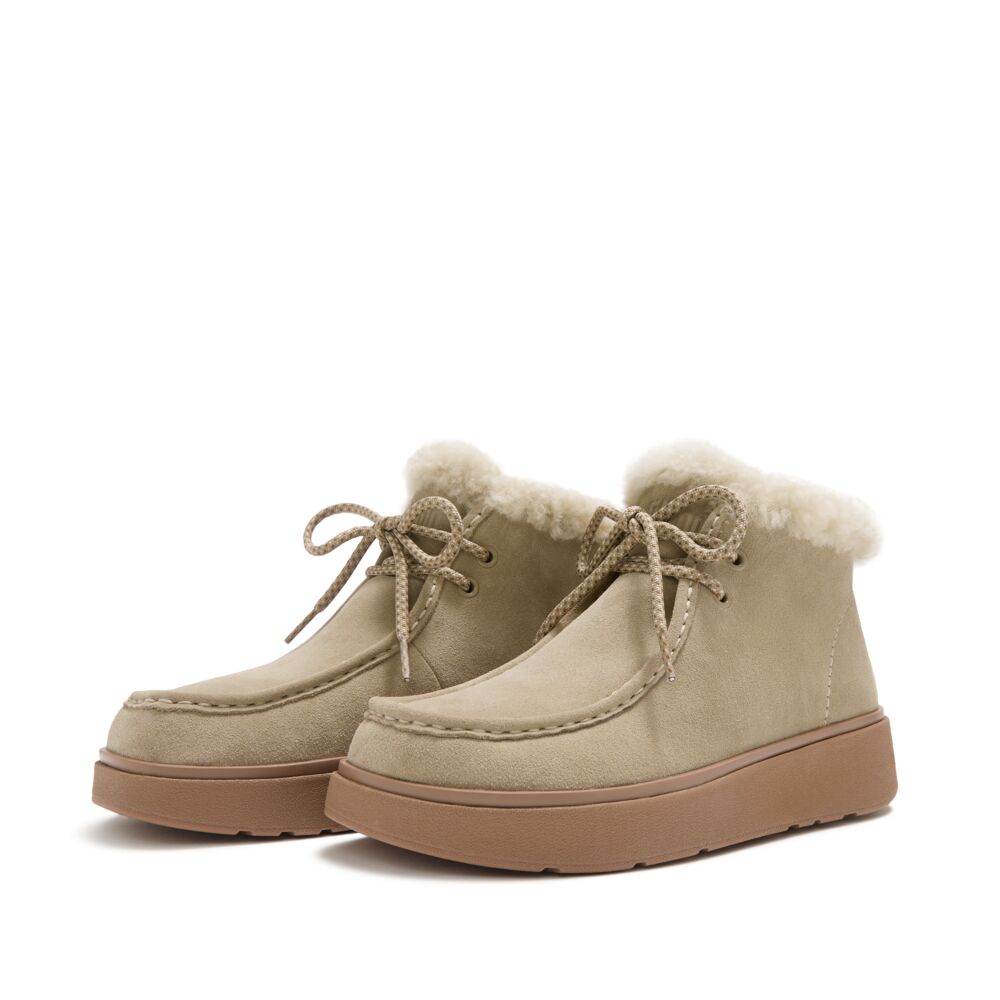 GEN-FF SUEDE SHEARLING LACE UP BOOTS