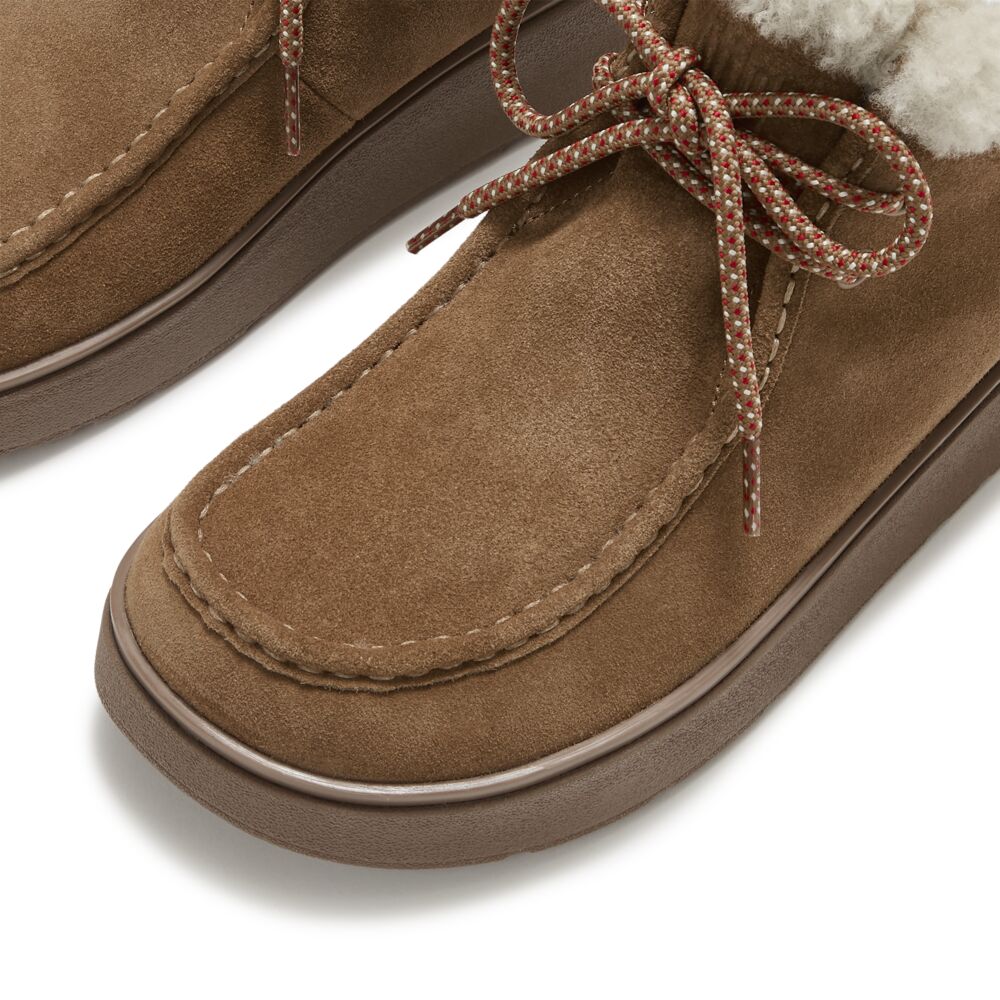 GEN-FF SUEDE SHEARLING LACE UP BOOTS