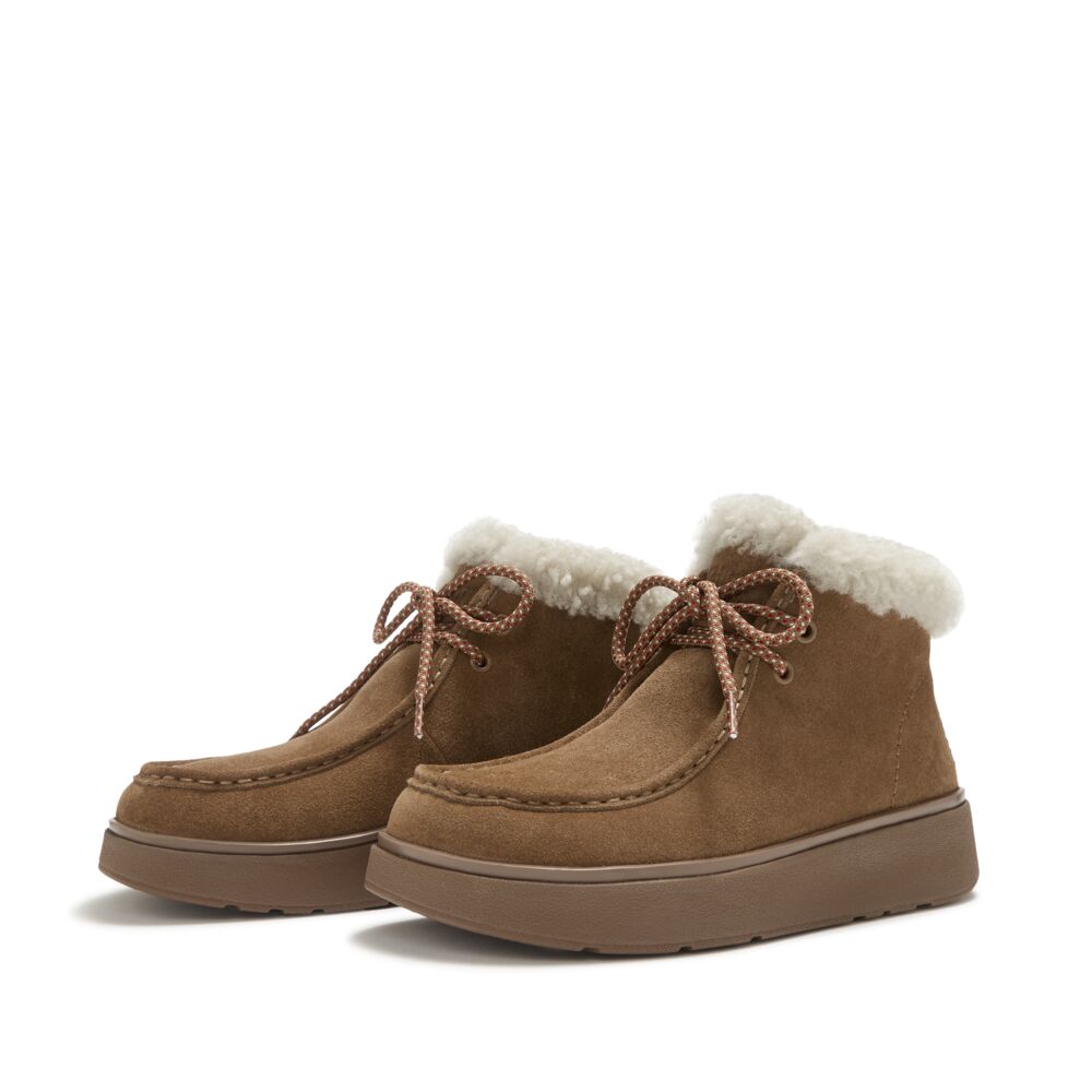 GEN-FF SUEDE SHEARLING LACE UP BOOTS