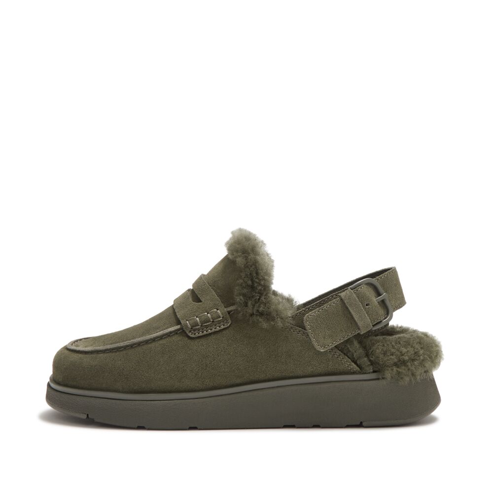 GEN-FF SUEDE SHEARLING LOAFER BACK-STRAP MULES