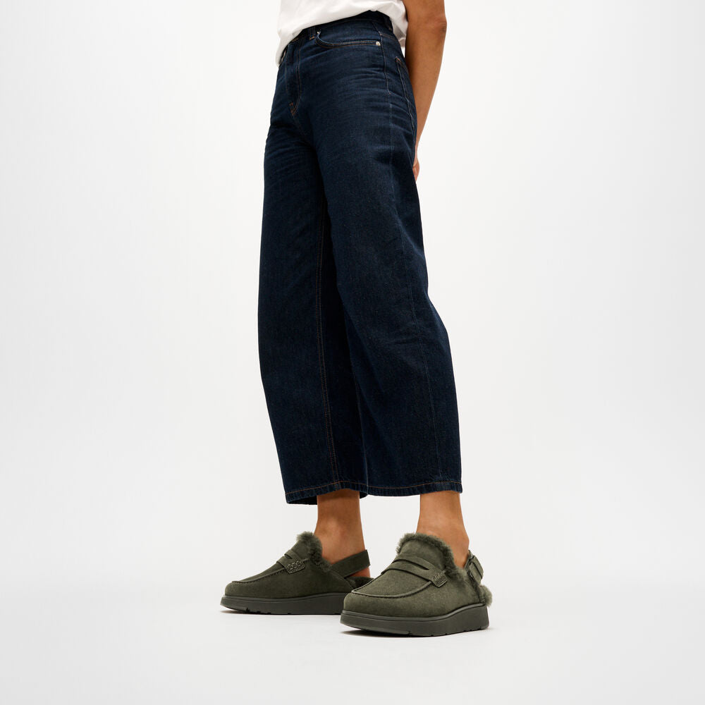 GEN-FF SUEDE SHEARLING LOAFER BACK-STRAP MULES