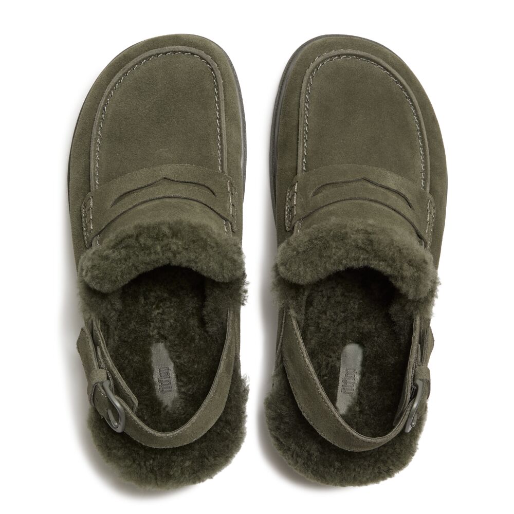 GEN-FF SUEDE SHEARLING LOAFER BACK-STRAP MULES