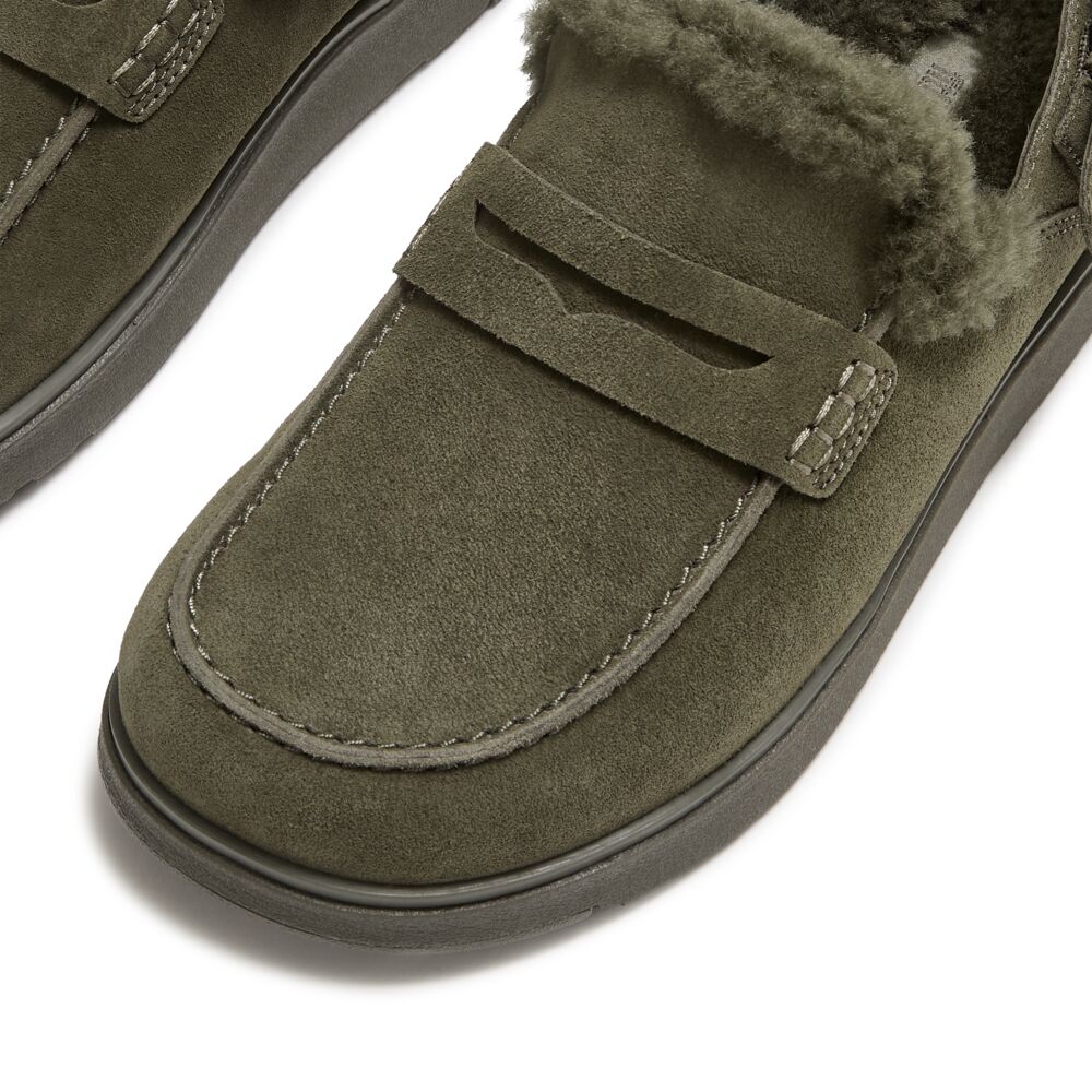 GEN-FF SUEDE SHEARLING LOAFER BACK-STRAP MULES