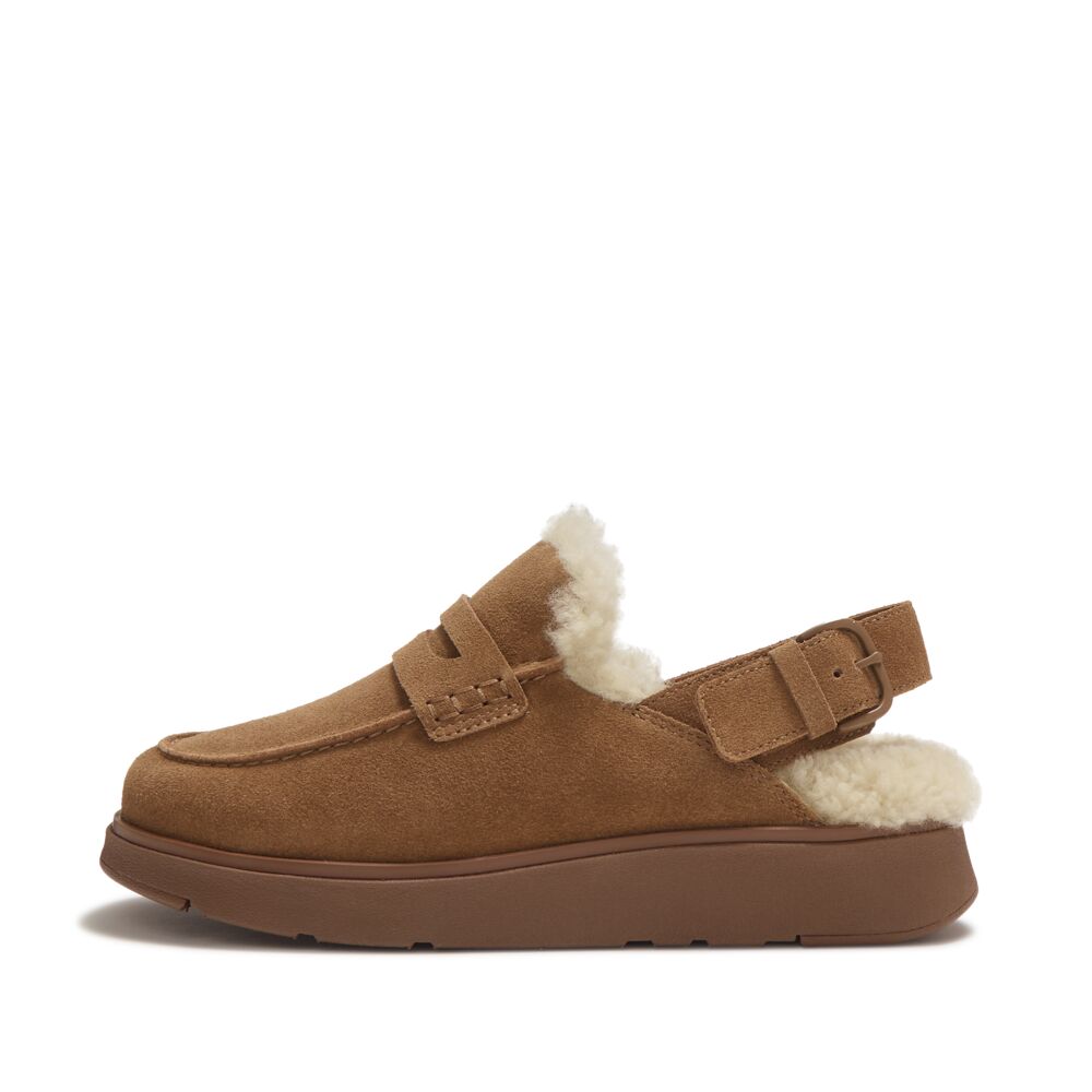 GEN-FF SUEDE SHEARLING LOAFER BACK-STRAP MULES
