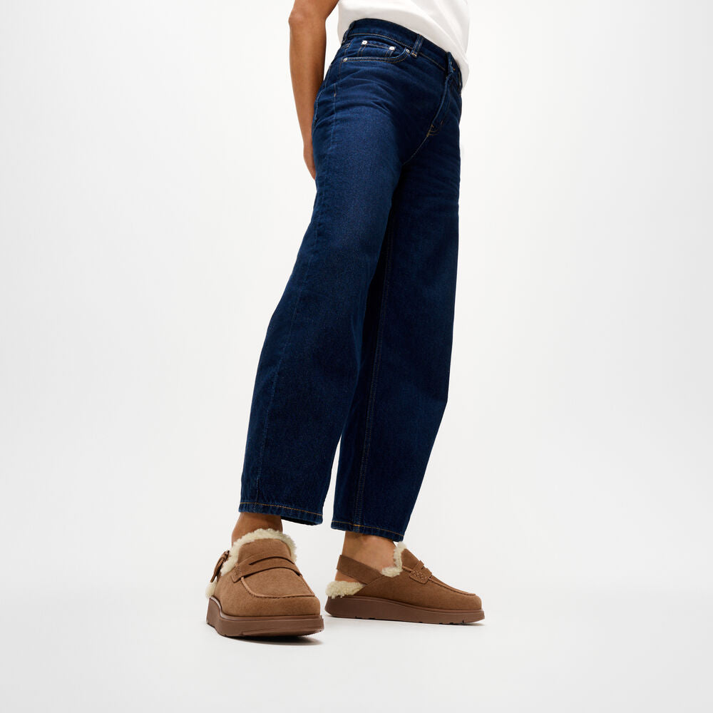 GEN-FF SUEDE SHEARLING LOAFER BACK-STRAP MULES