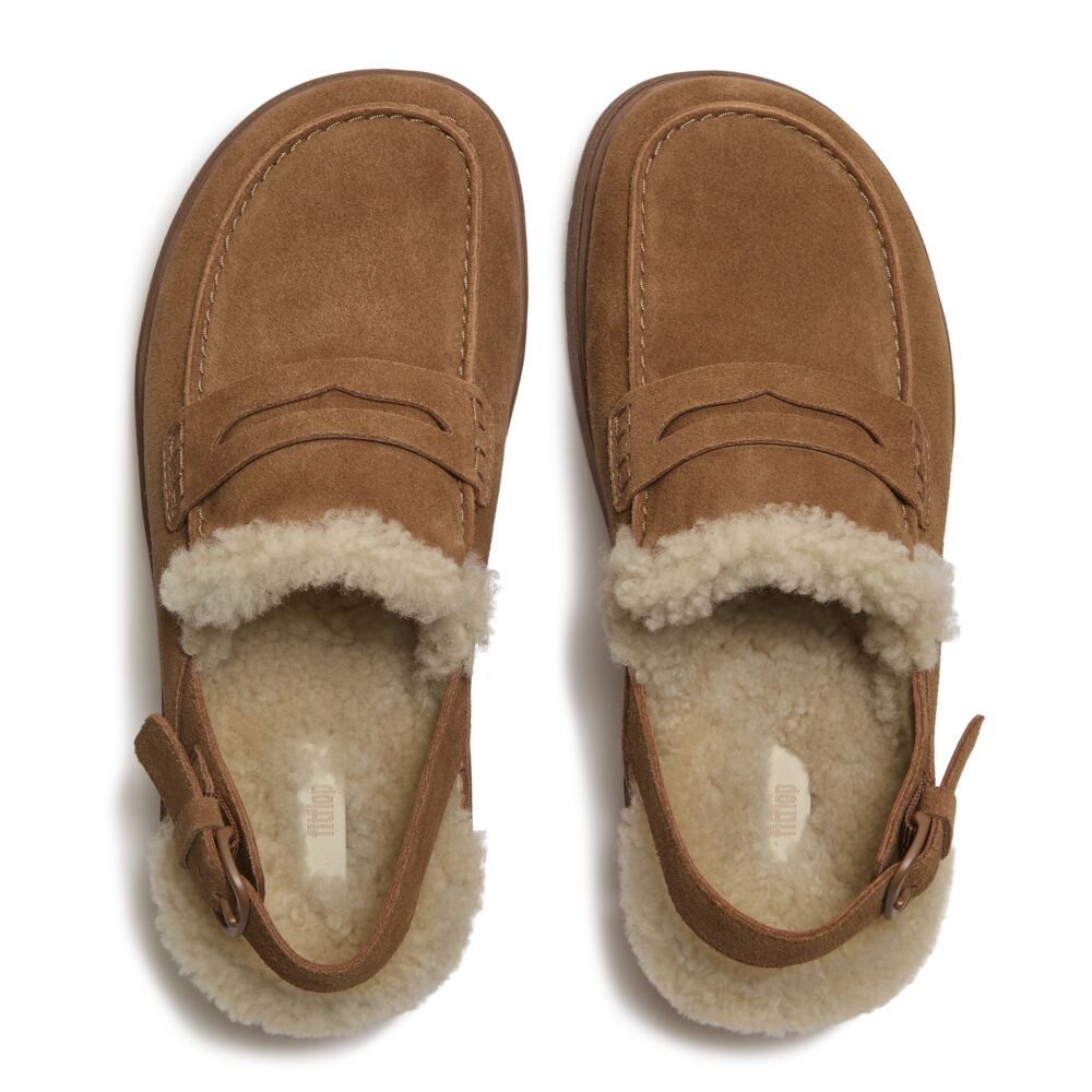 GEN-FF SUEDE SHEARLING LOAFER BACK-STRAP MULES