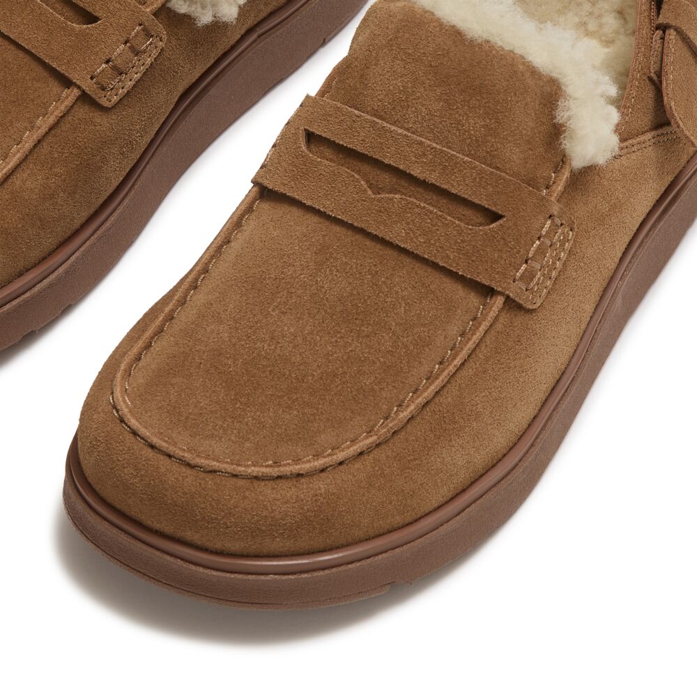 GEN-FF SUEDE SHEARLING LOAFER BACK-STRAP MULES