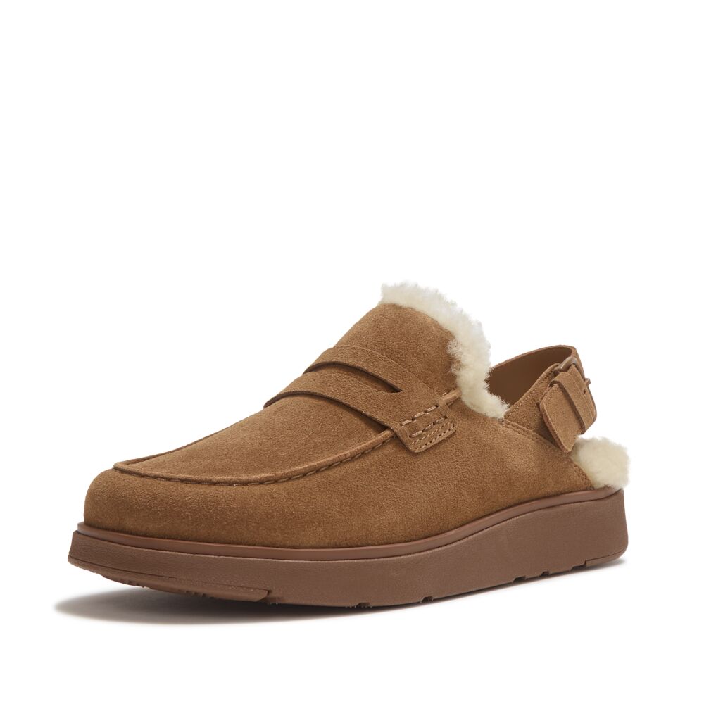 GEN-FF SUEDE SHEARLING LOAFER BACK-STRAP MULES