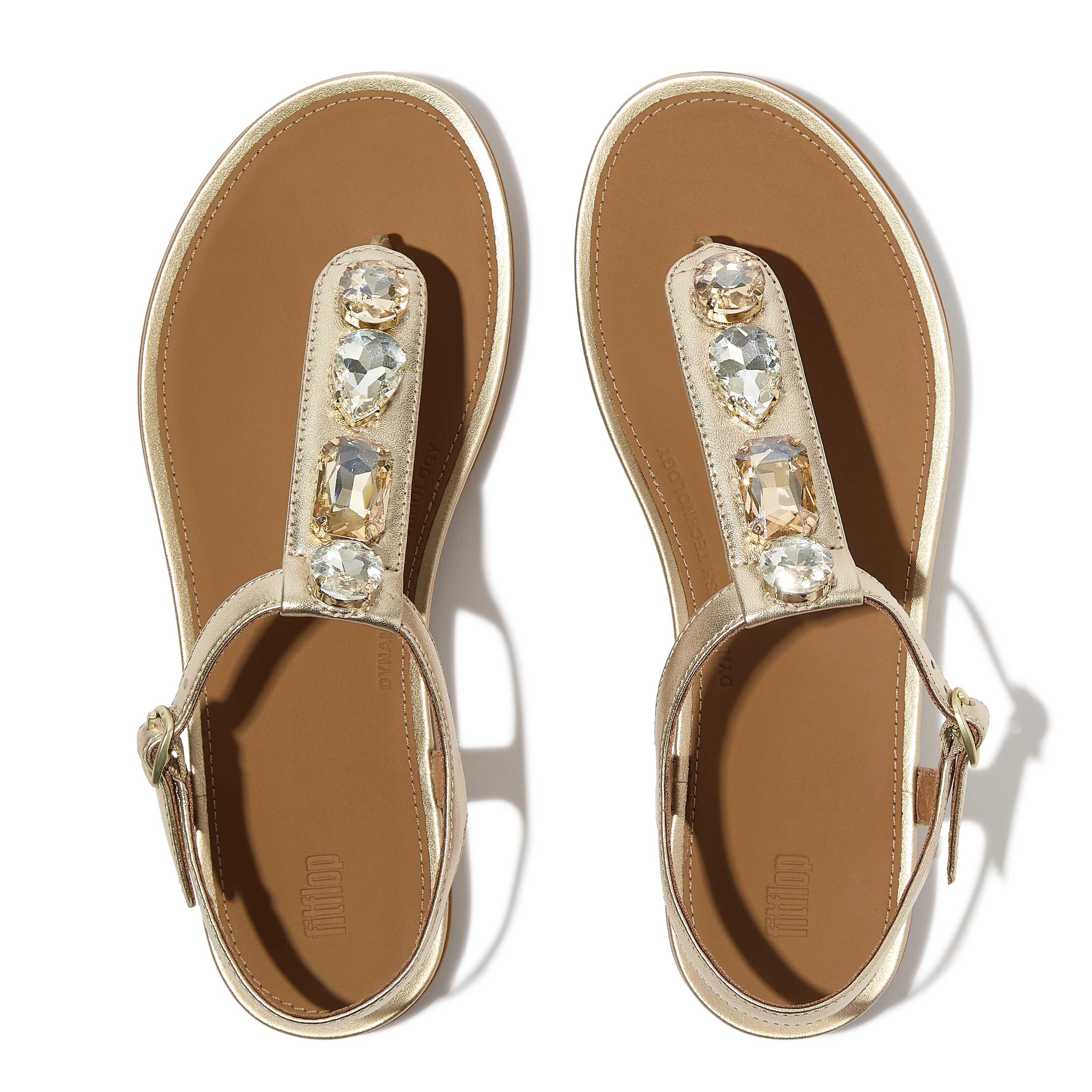 GRACIE ULTRA-JEWEL LEATHER T-BAR SANDALS