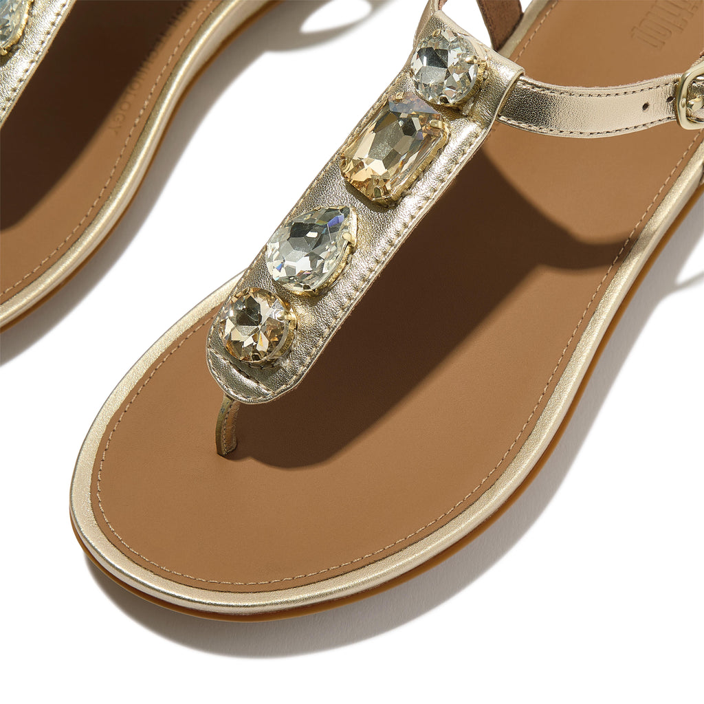 GRACIE ULTRA-JEWEL LEATHER T-BAR SANDALS