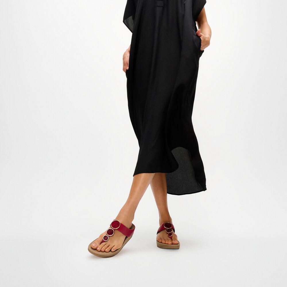 HALO BEAD-CIRCLE METALLIC TOE-POST SANDALS