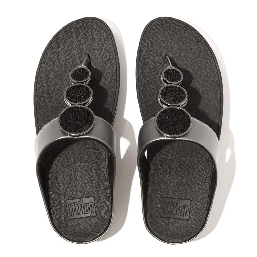 HALO BEAD-CIRCLE METALLIC TOE-POST SANDALS