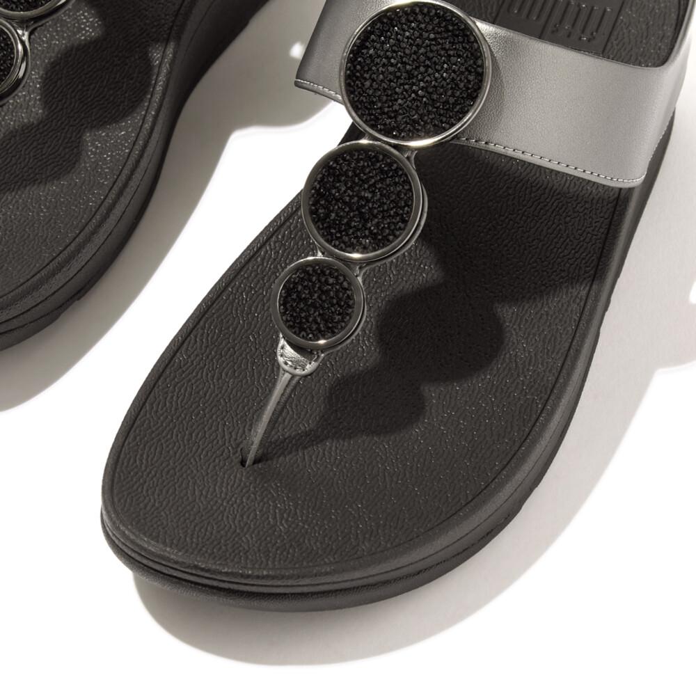 HALO BEAD-CIRCLE METALLIC TOE-POST SANDALS