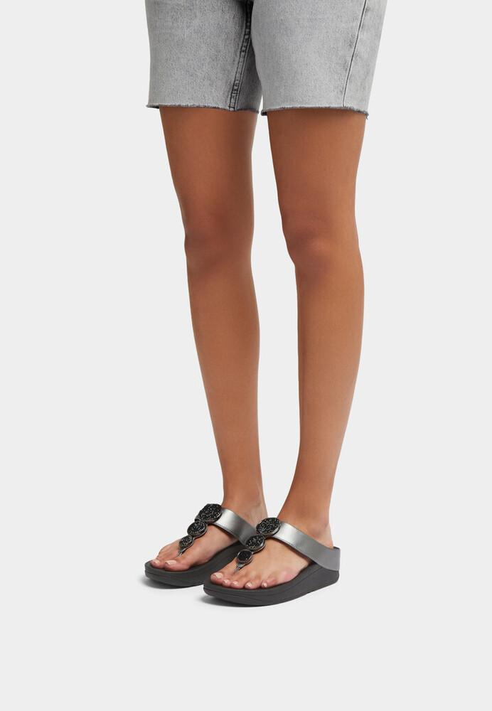HALO BEAD-CIRCLE METALLIC TOE-POST SANDALS