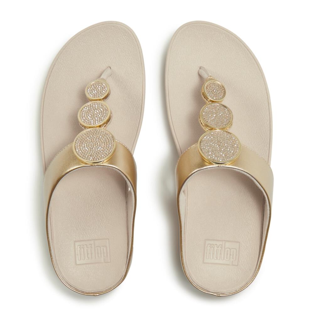 HALO BEAD-CIRCLE METALLIC TOE-POST SANDALS