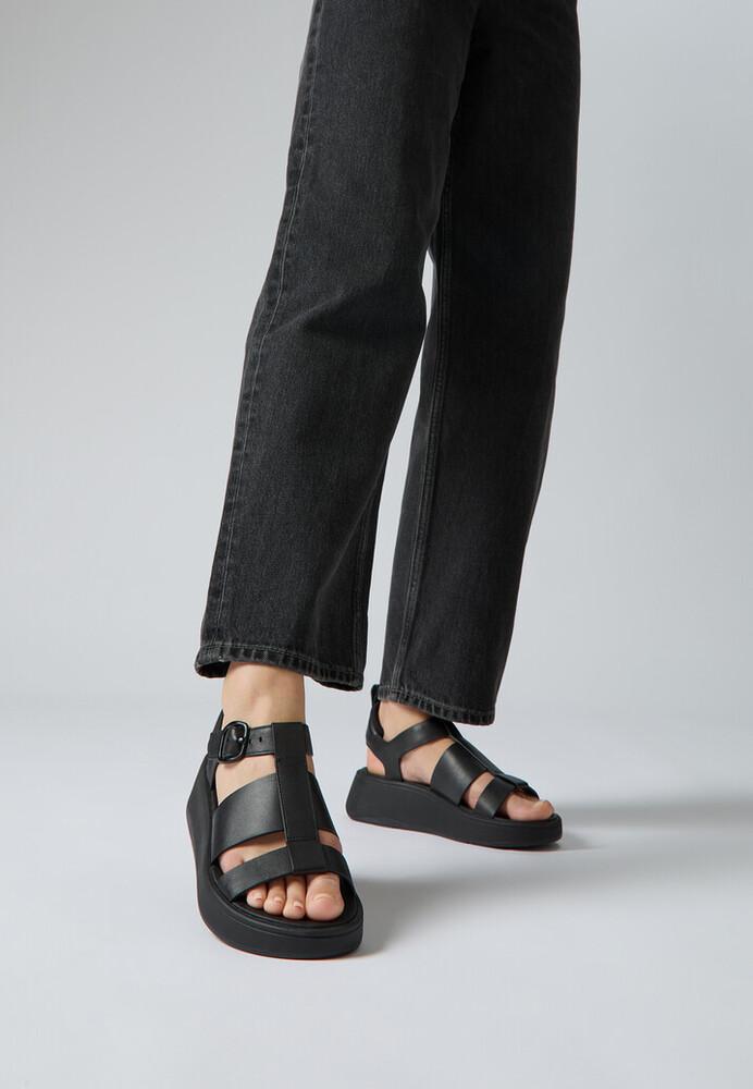 F-MODE LEATHER FLATFORM FISHERMAN SANDALS