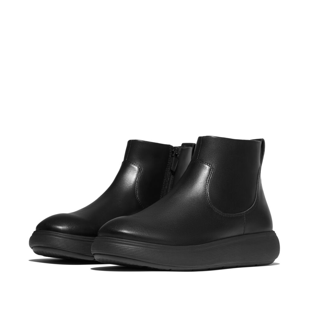iQ-COMFF LEATHER ZIP ANKLE BOOTS