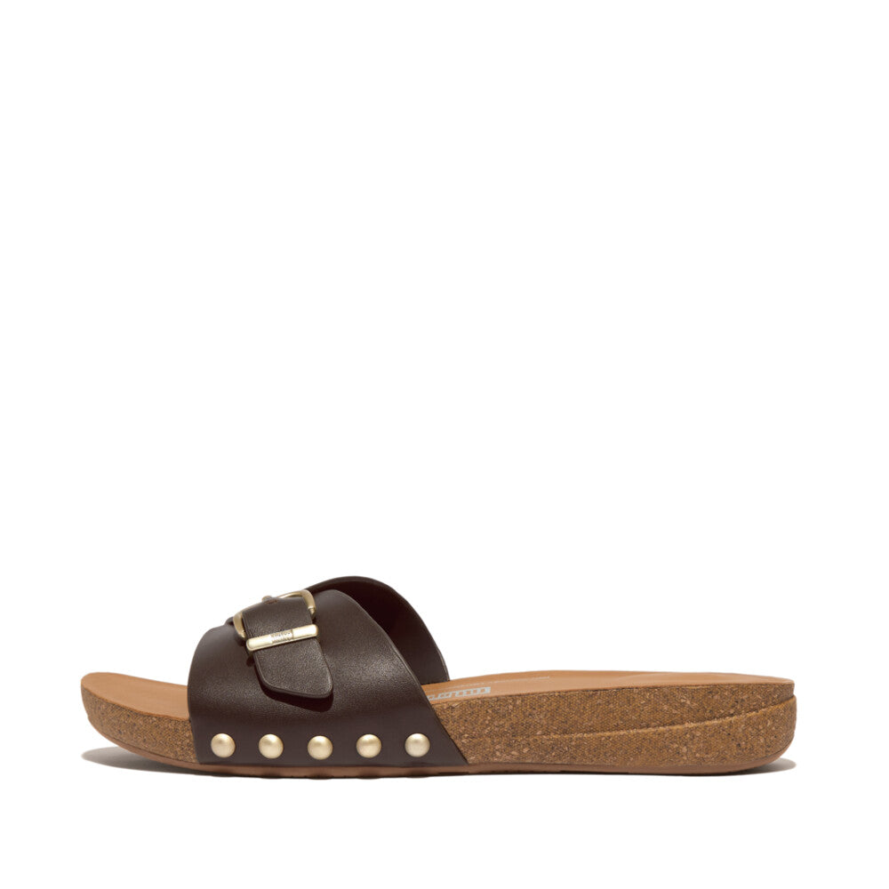 iQUSHION ADJUSTABLE BUCKLE LEATHER SLIDES
