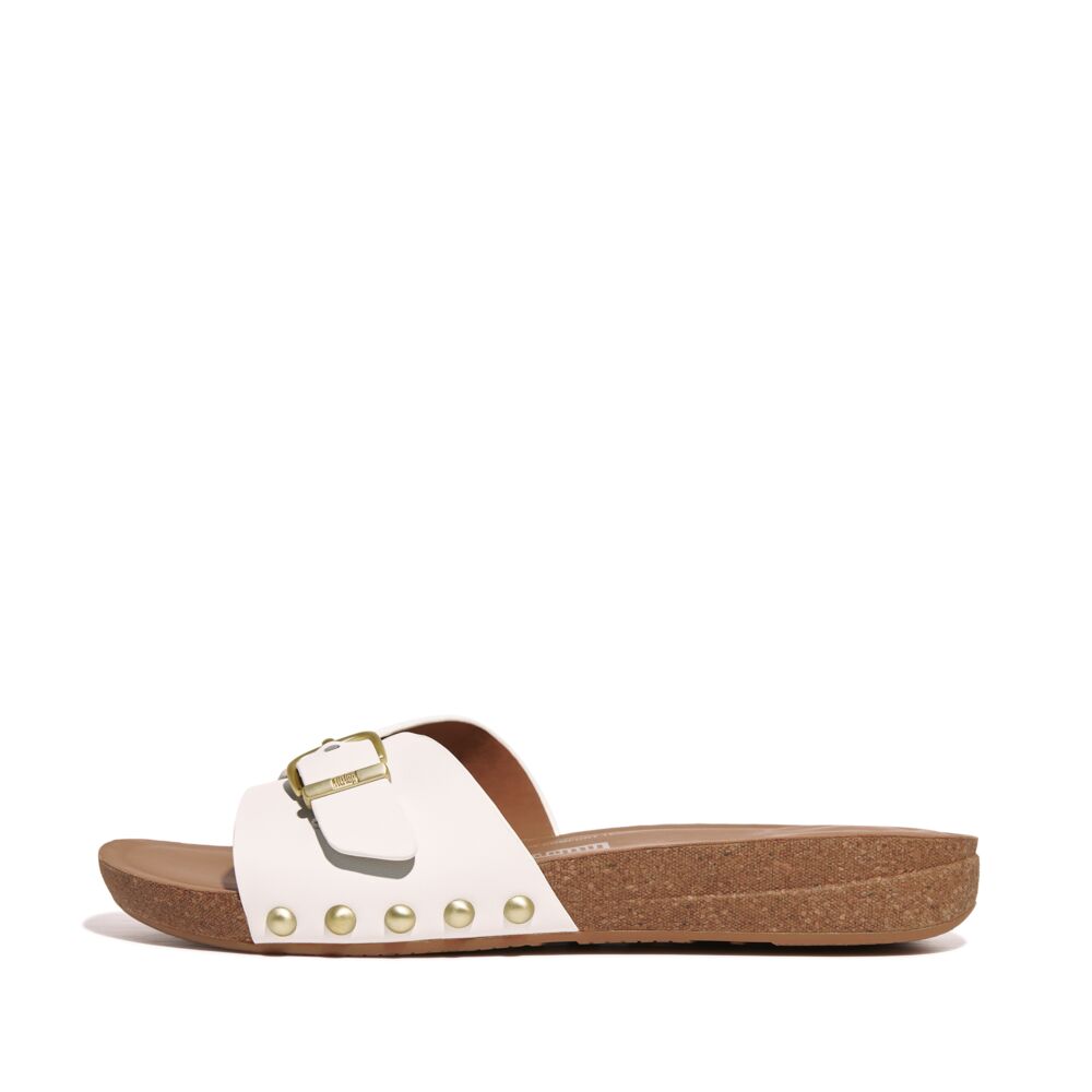 iQUSHION ADJUSTABLE BUCKLE LEATHER SLIDES