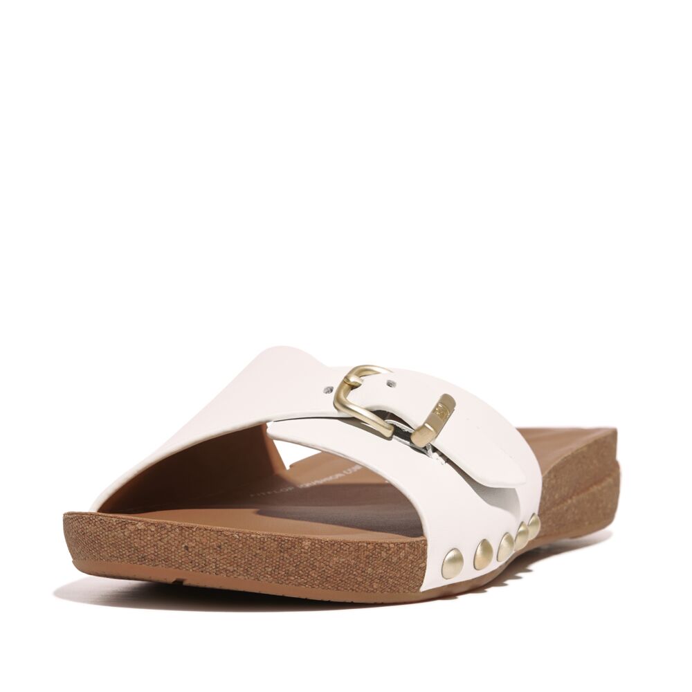 iQUSHION ADJUSTABLE BUCKLE LEATHER SLIDES