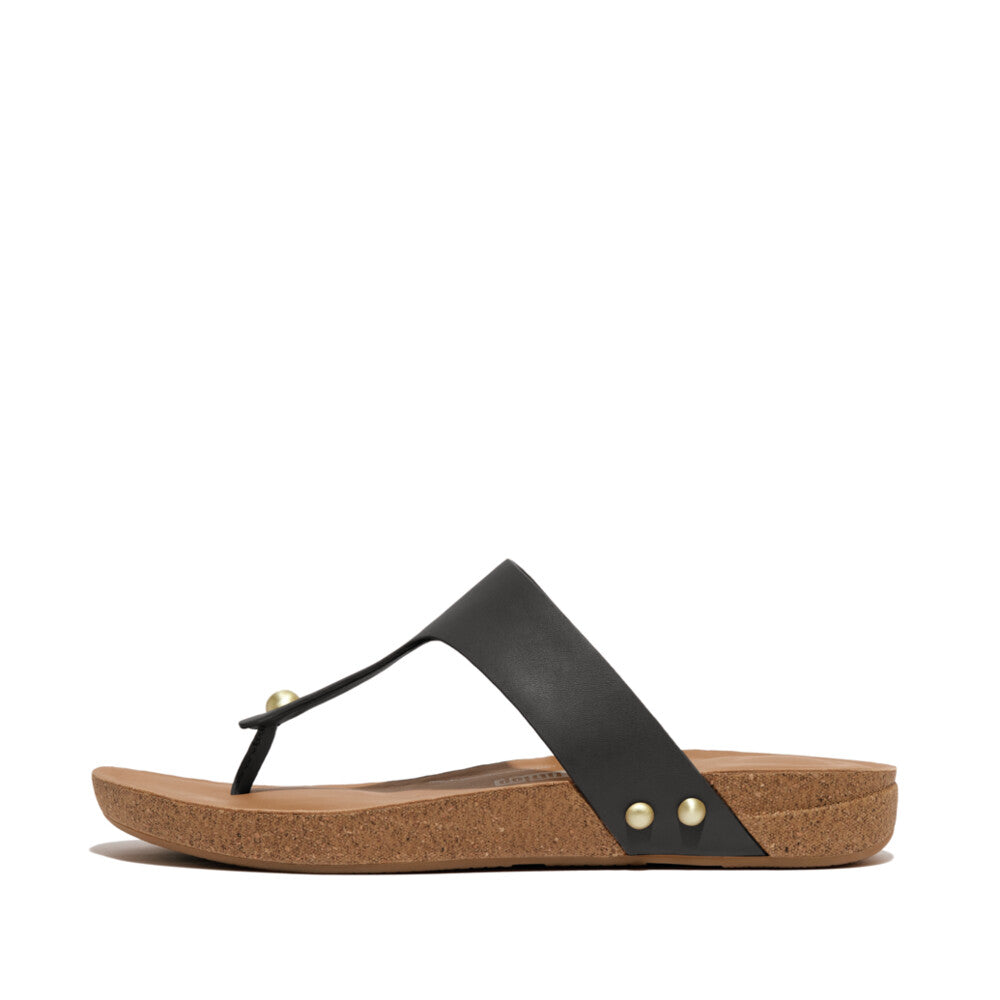iQUSHION LEATHER TOE-POST SANDALS
