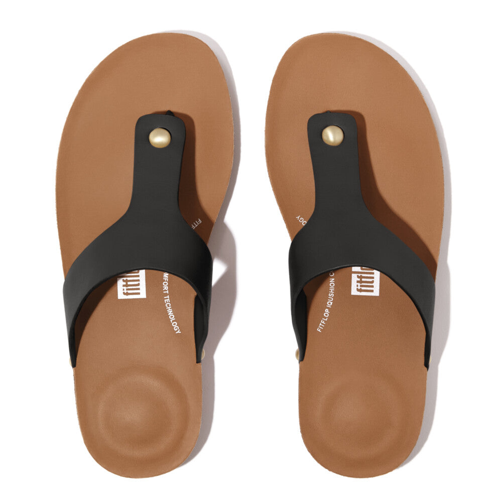 iQUSHION LEATHER TOE-POST SANDALS