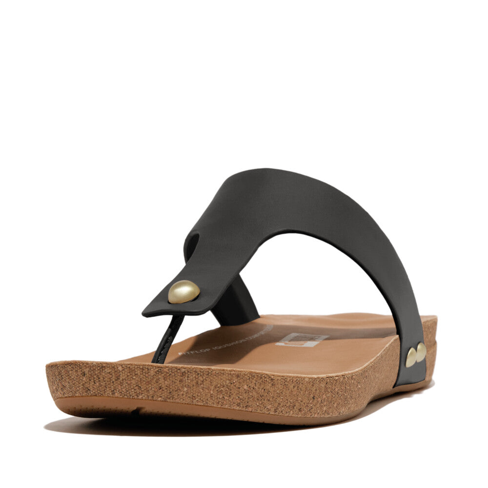iQUSHION LEATHER TOE-POST SANDALS