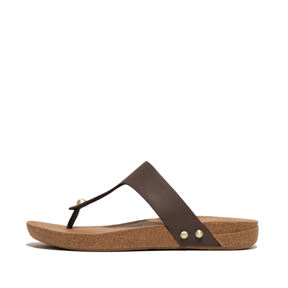 iQUSHION LEATHER TOE-POST SANDALS