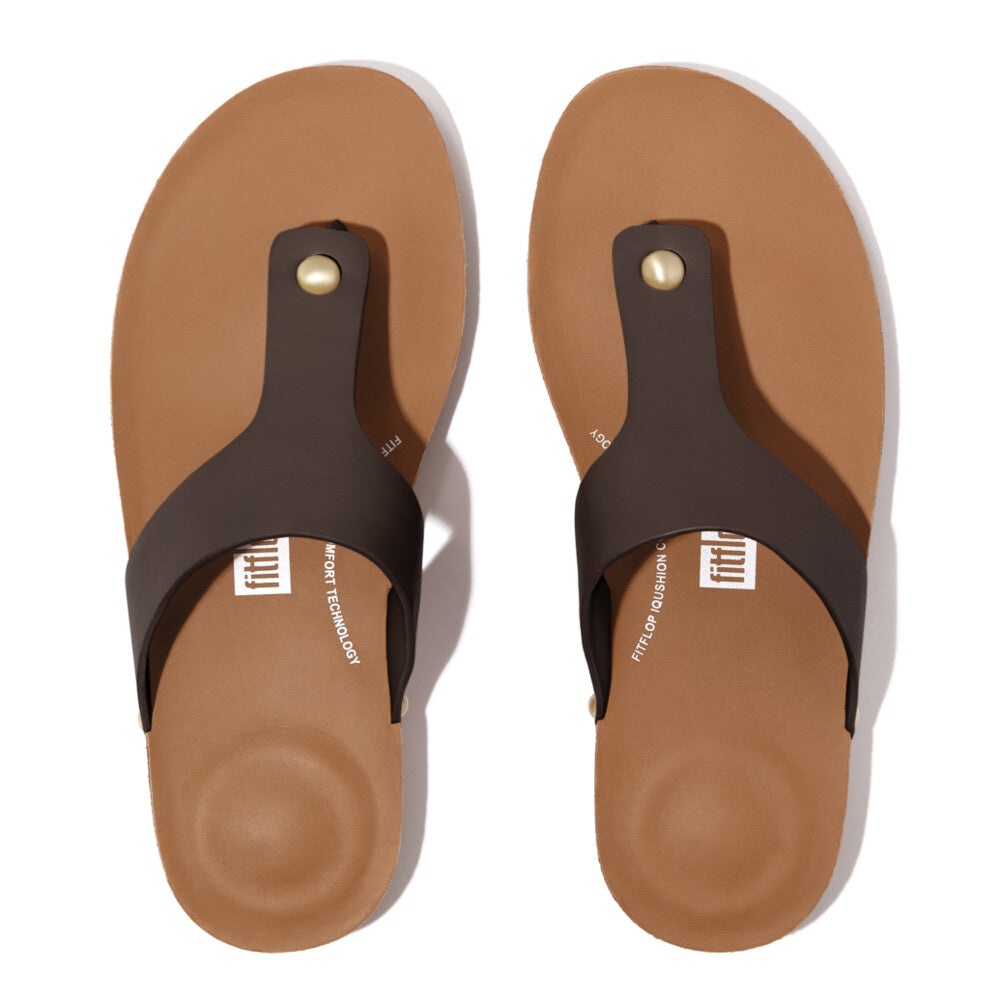 iQUSHION LEATHER TOE-POST SANDALS