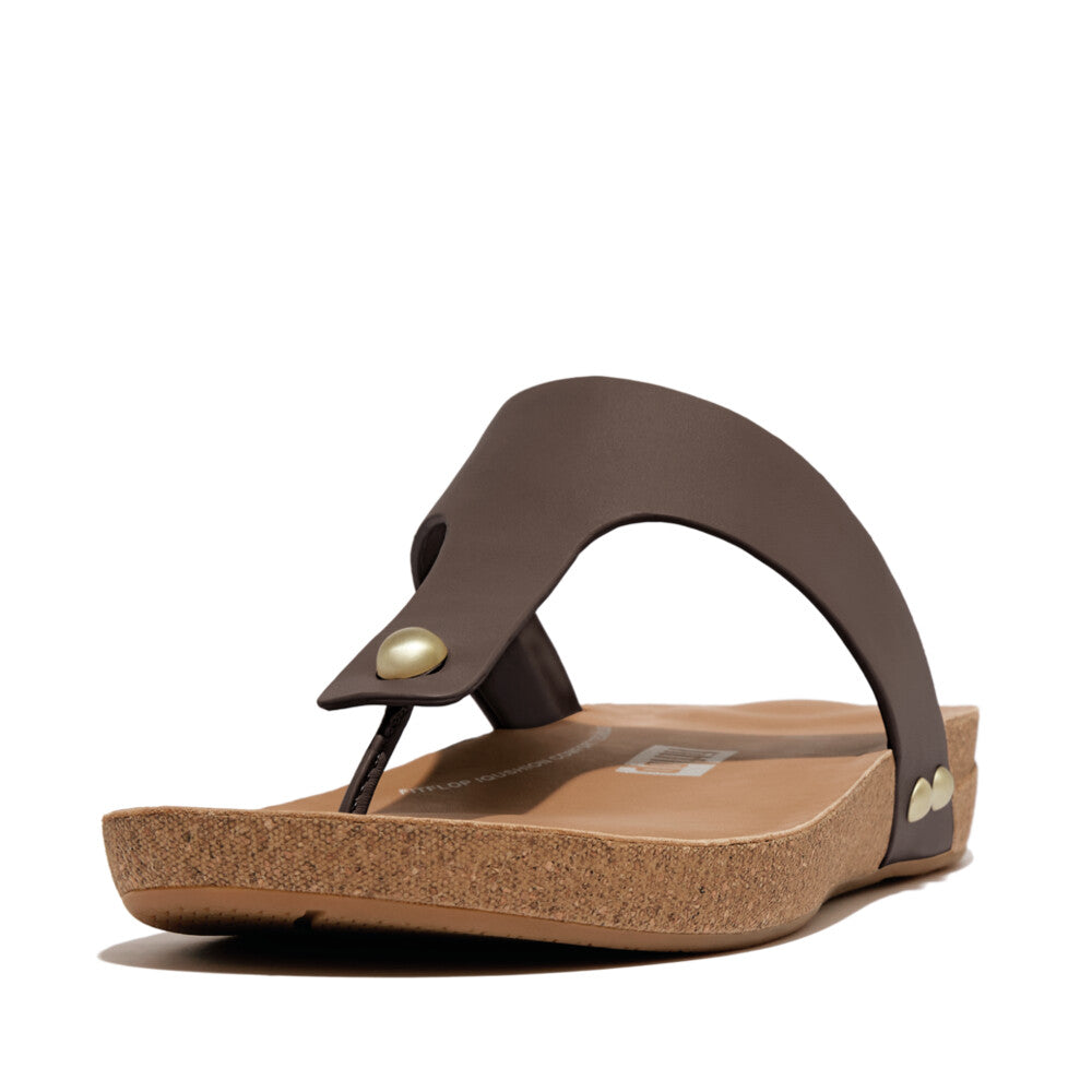 iQUSHION LEATHER TOE-POST SANDALS