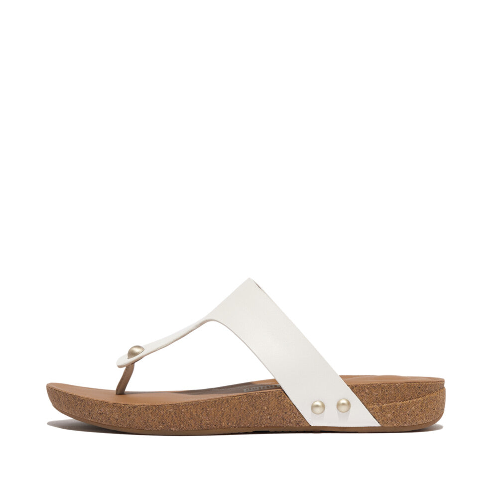 iQUSHION LEATHER TOE-POST SANDALS