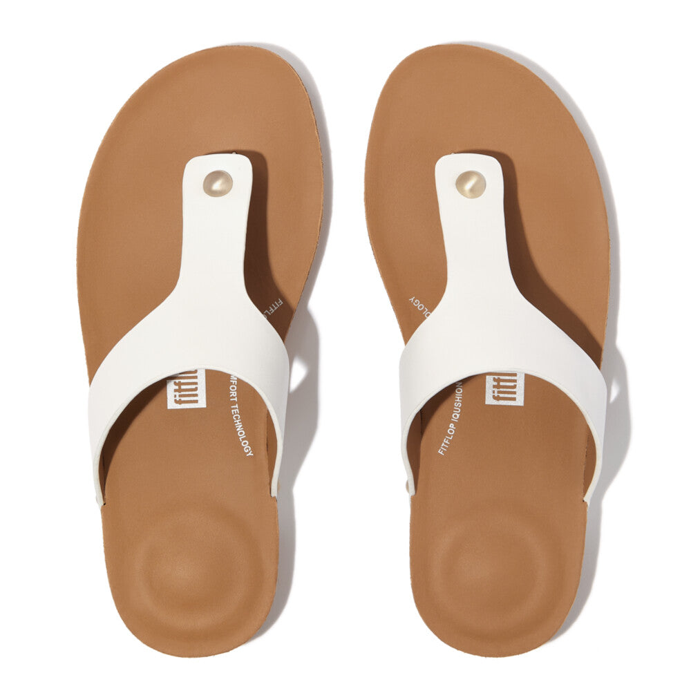 iQUSHION LEATHER TOE-POST SANDALS