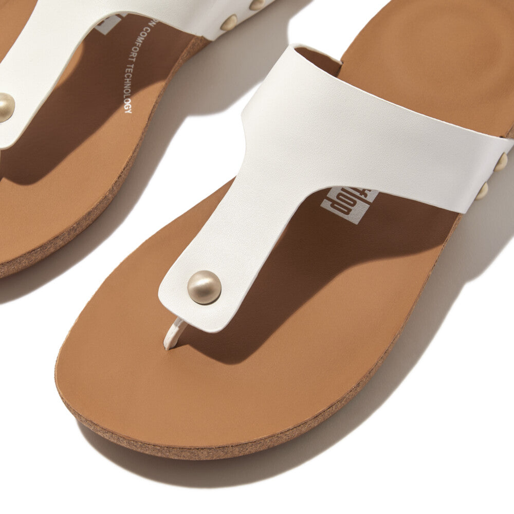 iQUSHION LEATHER TOE-POST SANDALS