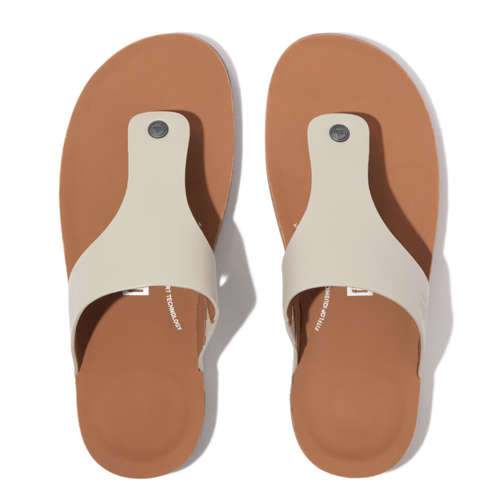 iQUSHION MEN'S LEATHER TOE-POST SANDALS