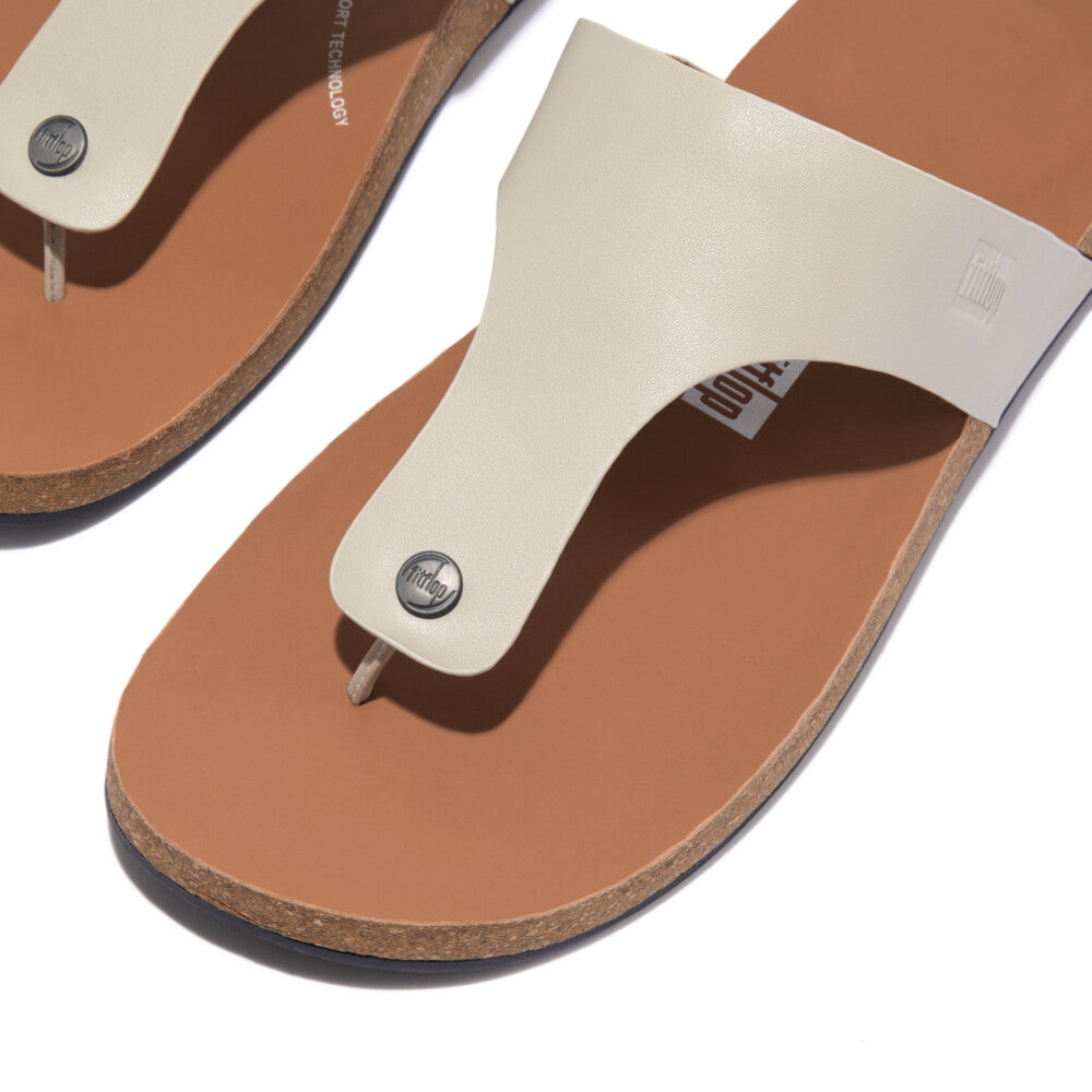 iQUSHION MEN'S LEATHER TOE-POST SANDALS