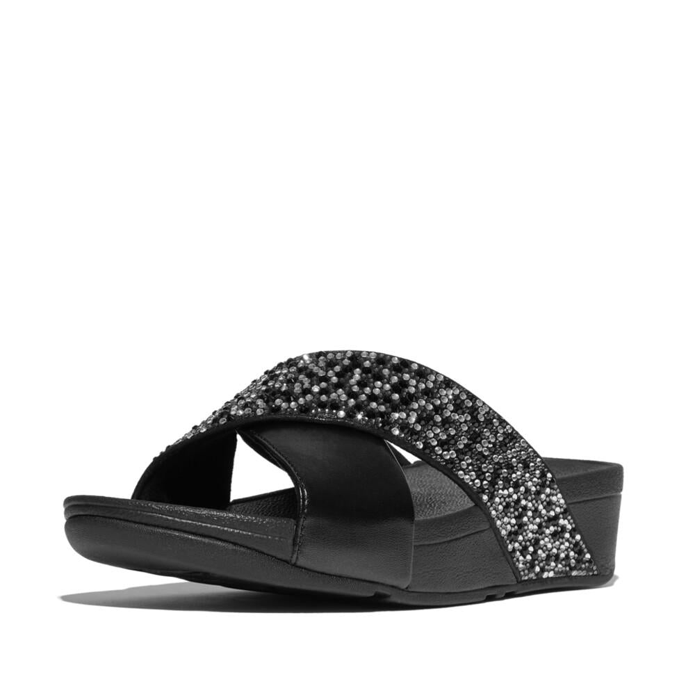 LULU CRYSTAL-MIX  METALLIC CROSS SLIDES