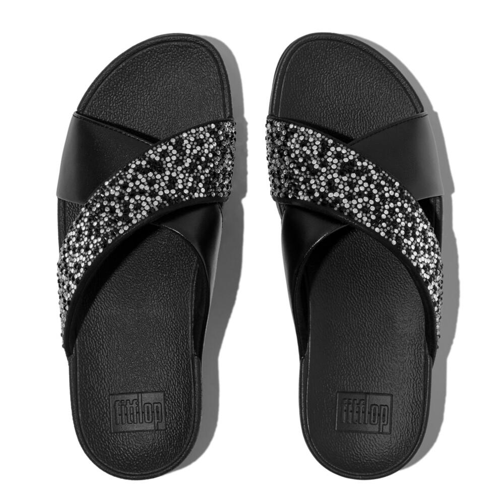 LULU CRYSTAL-MIX  METALLIC CROSS SLIDES
